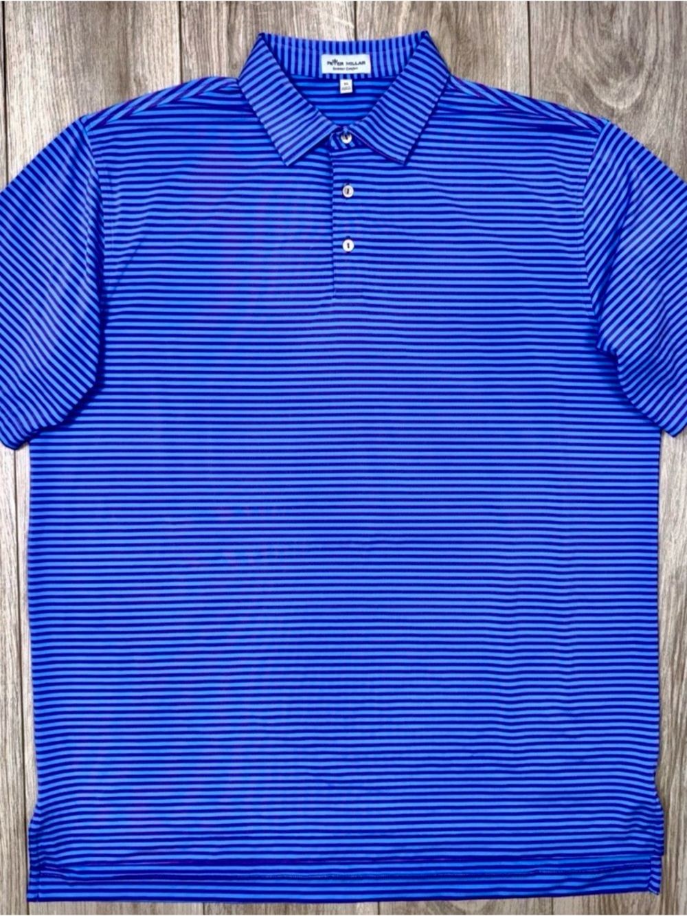 Peter Millar Summer Comfort Polo Shirt Men XL Blue Purple Striped Short Sleeve
